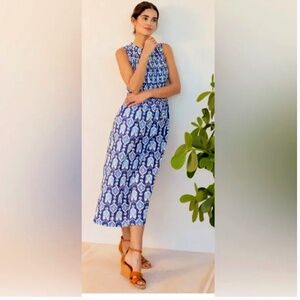 J. McLaughlin Ciri Dress in Blue Ikat - Size S